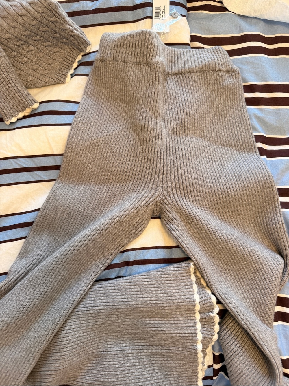 Frankie’s Bikinis Ribbed Flare Knit Pants with Scalloped Trim - Picture 8 of 8